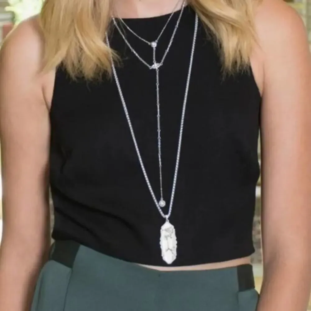 Kendra‎ scott Frences silver and Howlite necklace